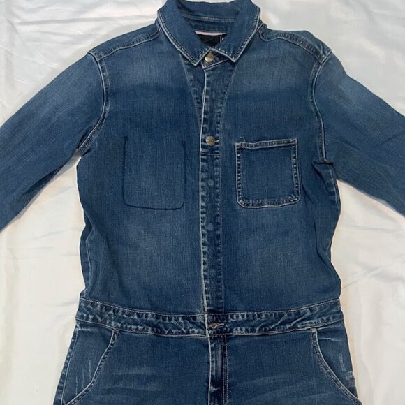 Nanette Lepore long sleeve Denim Romper shorts jumpsuit size M - Picture 3 of 8